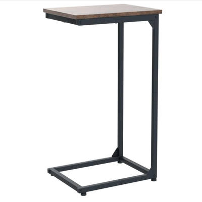 C Shaped Side Table, End Tables Living Room Set of 2, Slide Under Couch Table for Sofa, TV Trays for Bedroom, Small Space - 15.35" x 11.41" x 23.23"/Brown